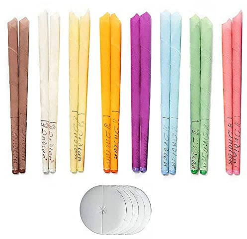 Set di 16 candele per orecchie, candele in cera per orecchie, kit di pulizia dell'orecchio, candele per dissolvenza, con 6 dischi di protezione, candele per rilassare e rimuovere il cerume