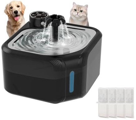 Domigard Trinkbrunnen für Katze kabellos, 2.8L Katzenbrunnen mit Bewegungsmelder, Ultraleise Katzenbrunnen Kabellos, Akku 3600mAh, 3 Modi und 4 Filterschichten, Bürstenlose Wasserpumpe
