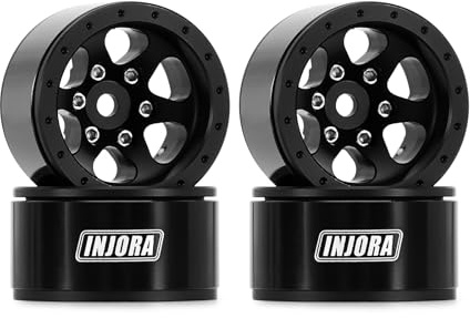 INJORA 1.0 Aluminium Beadlock Wheel for TRX4M 1/24 1/18 RC Crawler（Black）
