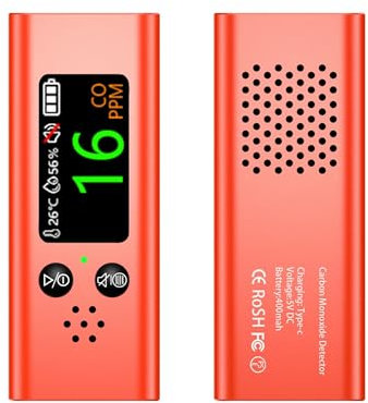 Testeur de détecteur de Fuite de gaz Détecteur de monoxyde de Carbone Portable 3 en 1, détecteur de CO de Professionnel précis et recharable avec Alarme puissante et charment USB avec Une Large Plage
