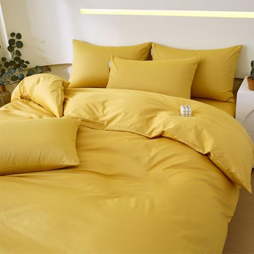 LSZHBSL Bettwäsche Bettbezug 150 x 200 cm Baumwolle Bettbezug Gelb bügelfrei und knitterfrei Bettwäsche Bettbezug mit Reißverschluss