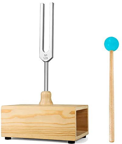 Tagtight Stimmgabel 528HZ, Stimmgabel Therapie, Medizin Tuning Fork mit Silikon Hammer, Stimmgerät Gitarre, Chakra-Stimmgabel für Klangtherapie, Yoga, Meditation und Entspannung