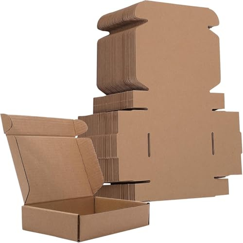Incisite 50 Pack Small Shipping Boxes, Brown, 15.2 x 10.2 x 2.5 Cm