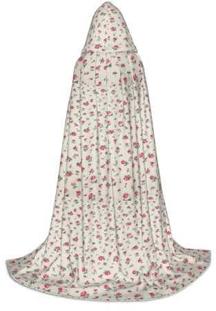 Bonita capa con capucha con estampado de cerezas rojas, elegante y versátil para todas las estaciones, apta para carnaval, fiestas de disfraces