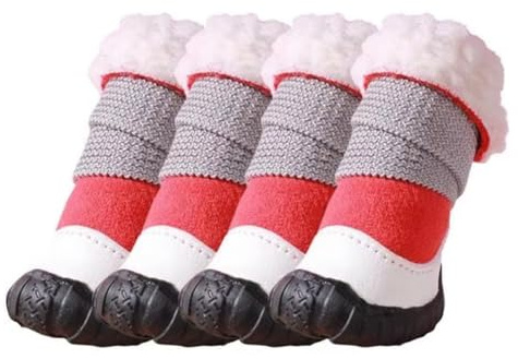 JNJOOD 4 Stück Hundeschuhe Winter Bequeme Warme Haustiere Hund Chihuahua Schnee Wasserdicht Outdoor Rutschfest Welpen Turnschuhe A