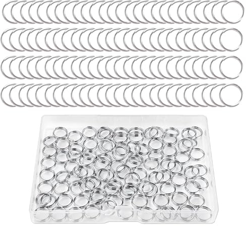 HUAZIZ 1000 piezas de llaveros de 10 mm con doble bucle, conectores para joyería, pulseras, anillos metálicos pequeños, pendientes y manualidades (plata)