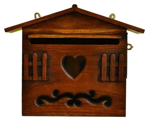 WAMJ AQDY Ancienne Boite aux Lettres, Boite aux Lettres Murale, Décoration Murale en Bois Ancien, Style Antique et Nostalgique, Idéale pour Une Porte D'entrée ou Un Jardin