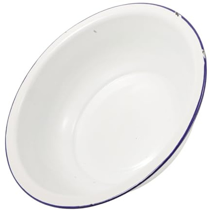 FRCOLOR Bassine En Émail Blanc 34 Cm Polyvalente Pour Bain De Pieds, Trempage, Lavage Visage Et Linge, Usage Domestique Et Bien-être, Seau à Pied Vintage Rétro