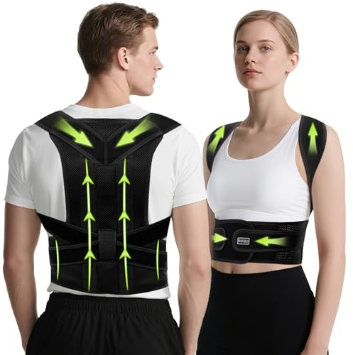 FHOCSLO Correcteur de Posture pour Femmes et Hommes, Redresseur de Dos Posture,Réglables Ceinture Maintien Complet pour le Dorsale, Gardez le Dos Droit,Soulager Mal de Lombaire (XXL)