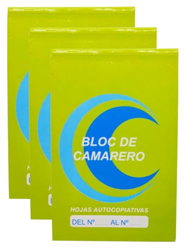 Acan Tradineur - Pack de 3 blocs de camarero con hojas autocopiativas, talonario de comandas, libreta de bolsillo, bar, restaurante, hostelería (Verde - 13,5 x 8,8 cm)