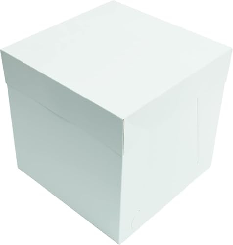 FALGUN Premium TALL 10 White Tall Cake Box, Pack of 5, 254 x 254 x 254mm (10 x 10 x 10 inch), Ideal for Transporting Celebration and Wedding Cakes Tall Cake Boxes Pack of 5 - (10 Inch)