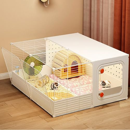 Hamsterbur med tillbehör, marsvin råttbur små marsvinsburar inomhus upphöjt chassi för enkel rengöring av små djursbur (70 x 70 x 35 cm)