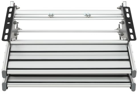 Jerool Klappbare Wohnmobilstufe | Tragkraft 200kg | 55x45x26cm | Aluminium | Doppeltrittstufe Für Wohnwagen | Trittstufe Wohnmobil | rutschfeste Oberfläche | Für Sicheren EIN- Und Ausstieg