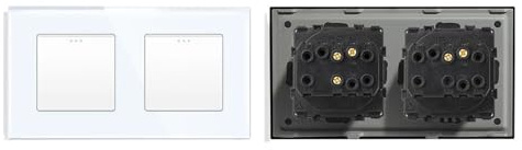 Conmutador Interruptor Pared Interruptor pulsador de pared cristal estilo simple, doble, 1, 2, 3 y 4 entradas, 10 A(1G1W 1G2W,White)