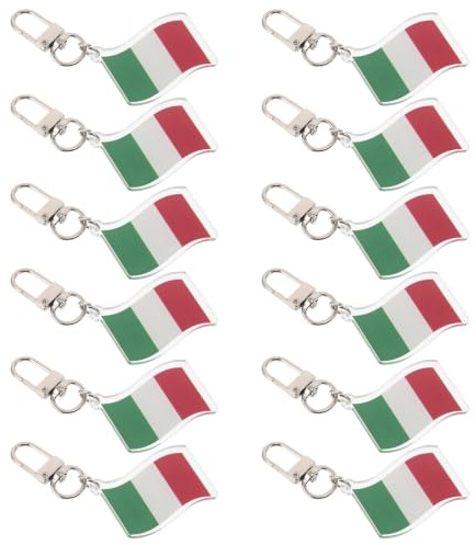 SECFOU Lot de porte-clés drapeau italien en acrylique et alliage, légers et résistants à l'usure, style cartoon pour sac à dos et portefeuilles, usage scolaire et quotidien
