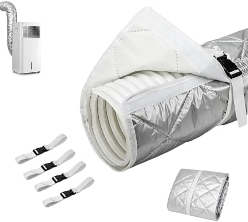 1 housse de protection de tuyau de 150 x 50 cm pour climatiseurs portables | Manchon Isolation Tuyau Climatisation avec 4 sangles à boucle réglables, Housse de protection isolante pour climatiseurs
