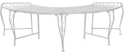 Mokuyary Banc d'arbre 4-Nombre de Places 160x80x44 cm Acier Patio A | Banquette de Extérieur, Mobilier pour Amenagement, Terrasse, Veranda, Pergola, Balcon