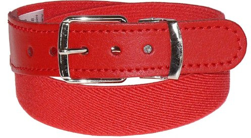 Harrys-Collection Klassischer Kinder Elastikgürtel für Jungen & Mädchen - Stretchgürtel mit Echtleder-Endstück - Stufenlos kürzbar - Bequem & Dehnbar - 25mm Breit