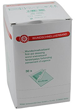 30x WUNDSCHNELLVERBAND, steril, Wundauflage, elastische Binde, 6 cm x 8 cm