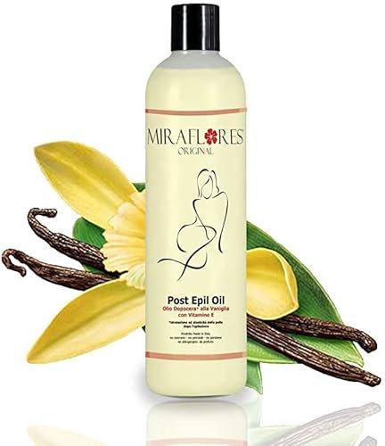 Aceite Post Depilación de Vainilla 100% Natural de Uso Profesional 500ml Aceite corporal para después de la Depilación con Vitamina E para Hidratar la Piel y eliminar los restos de Cera Brasileña