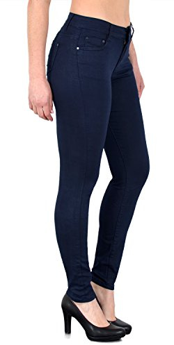 ESRA Damen Stretch Hose Skinny Stoffhose High Waist Hose in Vier Farben bis Übergröße H520