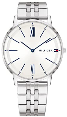 Tommy Hilfiger Analog Quarzuhr für Herren mit Silbernes Edelstahlarmband - 1791511