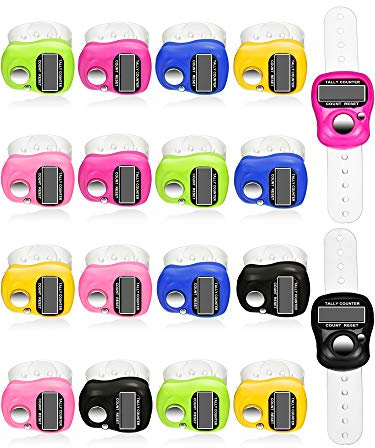 Tatuo 18 Pieces Hand Tally Counter 5 Digital Finger Counter Clickers Resettable Lap Handheld Mechanical Number Click