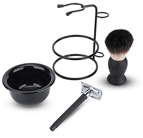 Herren Rasierset, Razor Geschenk Sets für Männer mit Heavy-Duty Stand, Seifenschale, Rasierpinsel und Rasierer für zu Hause, im Freien, Reisen, persönlichen und professionellen Einsatz