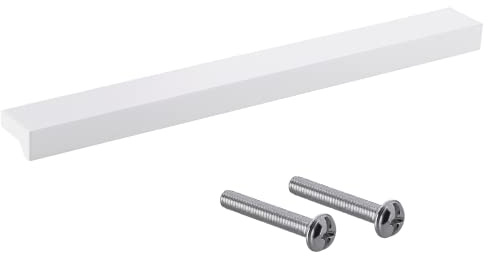 Gedotec Möbelgriffe aus Aluminium | 1 Stück Türgriffe für Schränke - Weiß matt inkl. Befestigungsmaterial | ANGLE 0077 | LA: 416 mm | Griffe für Küchenschränke Schrankgriffe Griffe Möbel
