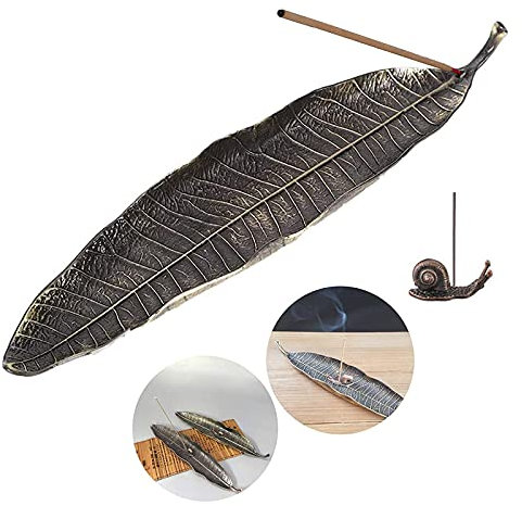 Blatt Räucherstäbchen Halter Alloy Räucherstäbchenhalter Schnecken Räucherstäbchenhalter Ash Catcher Schnecke Incense Holder Räuchergefäß Platte für Yoga Raum Teestube Aromatherapie Herd Wohnkultur