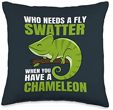 Fly Swatter Reptile Lizard Animal Nature Iguana Chameleon Throw Pillow
