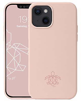 turtleandcase Silikonhülle für iPhone 13 (6,1) - Silicone Case - Kostenloses Panzerglas - Hochwertiges Silikon mit Rundumschutz - Kratzfestes Mikrofaserfutter Schutzcase (Sand Pink)