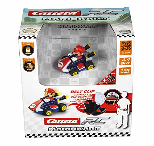 Carrera RC Mario Kart Mini RC Mario I Für Kinder und Erwachsene, Jungs & Mädchen I Einzigartige Original Lizenz I Sofortiger Fahrspaß mit Ready to Run I Authentisches Mario Kart Erlebnis