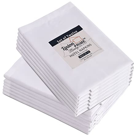 Linton prime Egyptian Cotton White Napkins | Reusable Cloth Napkins Are Plain and Made Up Of 100% Soft And Premium Quality Cotton | Serviettes Napkins Of 20 x 20 Inch