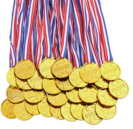 flintronic 28 Stücke Gewinner Medaillen，Kunststoff Medaillen Gold Kinder für Sport, Wettbewerbe Auszeichnungen，Party，Preisen Awards