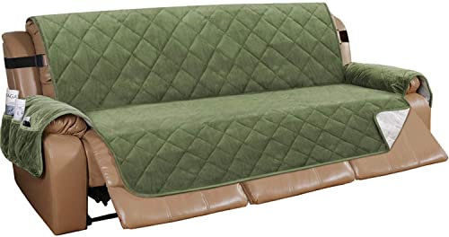 XVBVS Samtbezug für Liegesofa, Gesteppte Liegesofa-Schonbezug, rutschfeste Couchbezüge mit Schultergurt für Wohnzimmer (Color : Grün, Size : L)