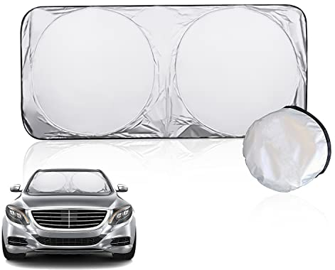 1 visiera parasole per parabrezza anteriore per auto da 150 * 85 cm, visiera parasole interna pieghevole, isolamento termico e protezione UV, adatta per la maggior parte dei veicoli.
