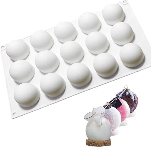 AFINSEA 3D Truffle Ball Shape Sphere Silicone Baking Mold for Mousse Cake French Dessert Mold for Pastry Chocolate Soap Ice Cream 15 Cavity