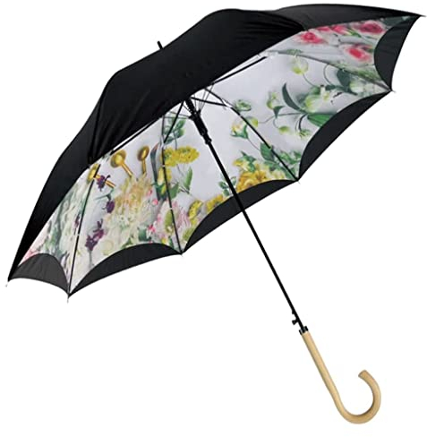 VNABO Golfschirm 40-Zoll-Golfschirm mit Blumenmuster und Holzgriff, extra großer, strapazierfähiger, automatisch geöffneter Stockschirm für Damen Stockschirme für Winddicht wasserdicht