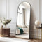 COFENY Miroir sur Pied Arqué, Grand Miroir Mural avec Cadre en Aluminium 161 x 52 cm, Miroir en Pied Penché ou Suspendu pour Salon, Chambre, Salon, Entrée, Noir
