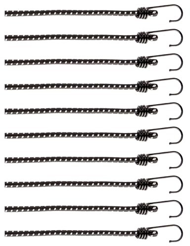 COM-FOUR® Set da 10 pezzi di cinghie in gomma con strisce riflettenti - cinghie per bagagli - espansore con ganci - cinghie per il fissaggio di carichi - cinghie