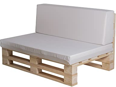 PALETS TALAVERA SL Ensemble Complet de canapé en palettes + Ensemble de Coussins (Imperméables, Beige, 120x60cm)