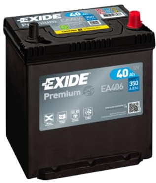 EXIDE EA406 Premium Starterbatterie 40Ah 12V 350A DIN/ISO B19 Kompatibel mit HONDA CIVIC VIII Hatchback FN, FK, HYUNDAI i10 PA, TOYOTA Yaris Schrägheck P13
