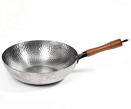 ZAANU Padelle AntiGraffio, Padella Antiaderente Padella in Ferro Vecchio Wok Padella Antiaderente Non Rivestita Padella Universale Fondo Tondo Padella in Ferro battuto per Uso Domestico