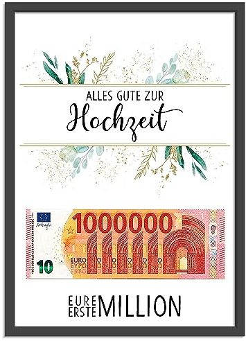 OWLBOOK® Hochzeitsgeschenke für Brautpaar Geld | Geldgeschenk Hochzeit | Geschenk Hochzeit Geld | Geldgeschenke zur Hochzeit | Geld schön verpacken | Bilderrahmen | Eure erste Million |