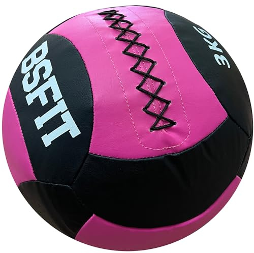 BSFIT Väggboll 3 kg boll perfekt för funktionella fitnessövningar, förstärkning och muskeltoning - halkfritt grepp träning, medicinsk boll