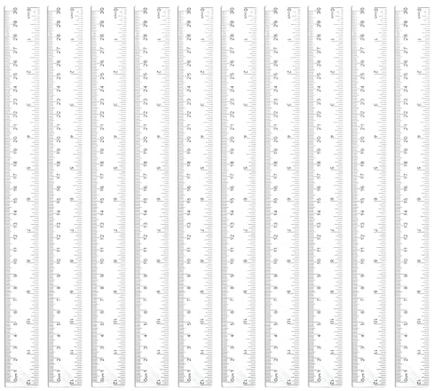 Kunststoff Lineal, 10 Stück Transparentes Lineal 30cm, Lineale aus Geradem Kunststoff mit Metrische Inch Skala Lineal Präzision Messwerkzeug für Schule Büro Zuhause