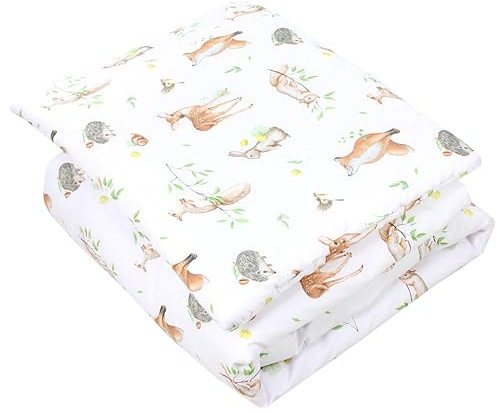 TupTam Kinder Gemusterte Bettdecken Set Ganzjahresdecke Bettdecke Kopfkissen Flachkissen 2tlg., Farbe: Wald Tiere Braun Beige Fuchs REH Igel Eichhörnchen, Größe: 135x100 cm