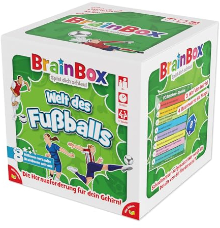BRAINBOX 2094909 Welt des Fußballs, Lernspiel, Gedächtnisspiel, Quizspiel für Erwachsene und Kinder ab 8 Jahren, Fußball