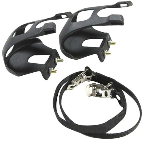 Reicyfang Bike Pedals, Bike Bicycle Toe Clips Cage Indoor Exercise Indoor Bike Pedal Adapters, Toe Clips Universal Replacement Parts with Strap Belts, Bicycle Pedal Foot Cover Plastic Bike Pedals